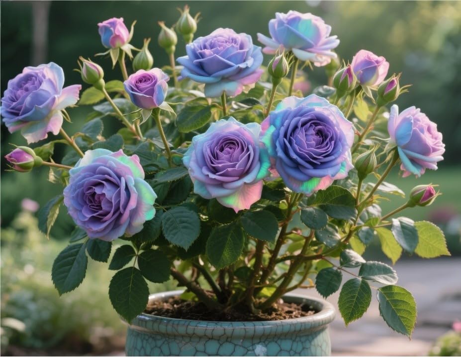 Biologico Bulbi di Rosa - Perenne, Colori vivaci, Bassa Manutenzione, Decorazione d'Interni-5 Bulbi-G