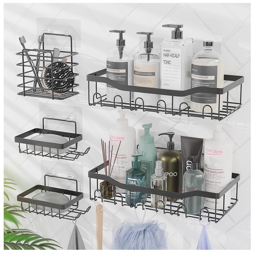Shower Caddy Adhesive Shower Organizer Shelf Caddy for Bathroom Storage - Grey