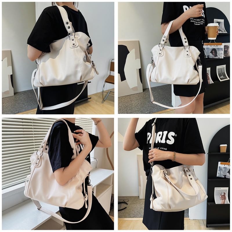 Borsa Bauletto con Tracolla da Donna Borsa a spalla in Pelle Sintetica Borse a mano Sacchetto Tote Donne Borsetta Hobo Borsa a tracolla Bianco