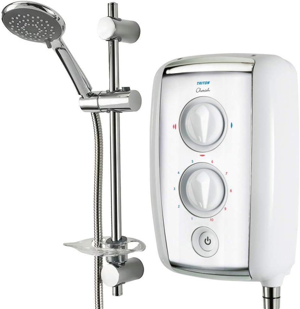 Triton Cherish 9.5Kw Electric Shower Easy Fit White Brushed Chrome