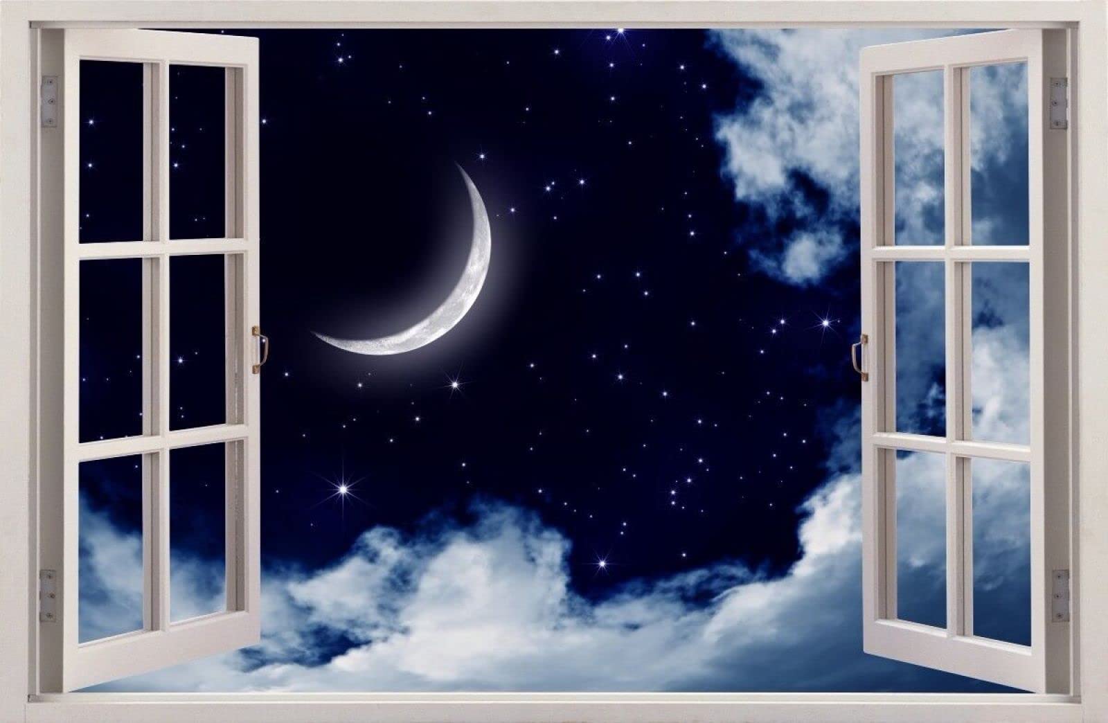 Pegatinas De Decoración De Pared Ventana De La Ventana De La Pared La Etiqueta Engomada De La Decoración De La Pared De La Luna De Las Estrellas 80x120cm