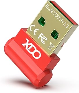 USB Bluetooth 5.3 Adapter for Desktop PC, Real Plug & Play Mini EDR Bluetooth Dongle Receiver & Transmitter for Laptop Computer Windows 11/10/8.1（red-16）