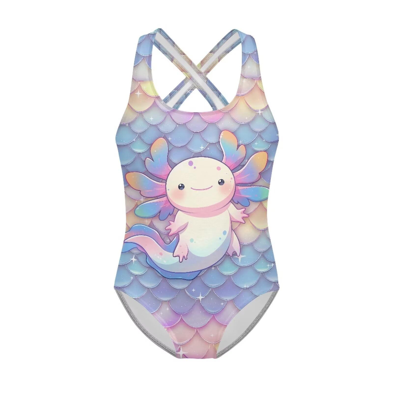 Xpyiqun Swimsuit for Girls One Piece Bathing Suits Size 5-14 Sleeveless Swimwear Cross Shoulder Strap Swimming Wear