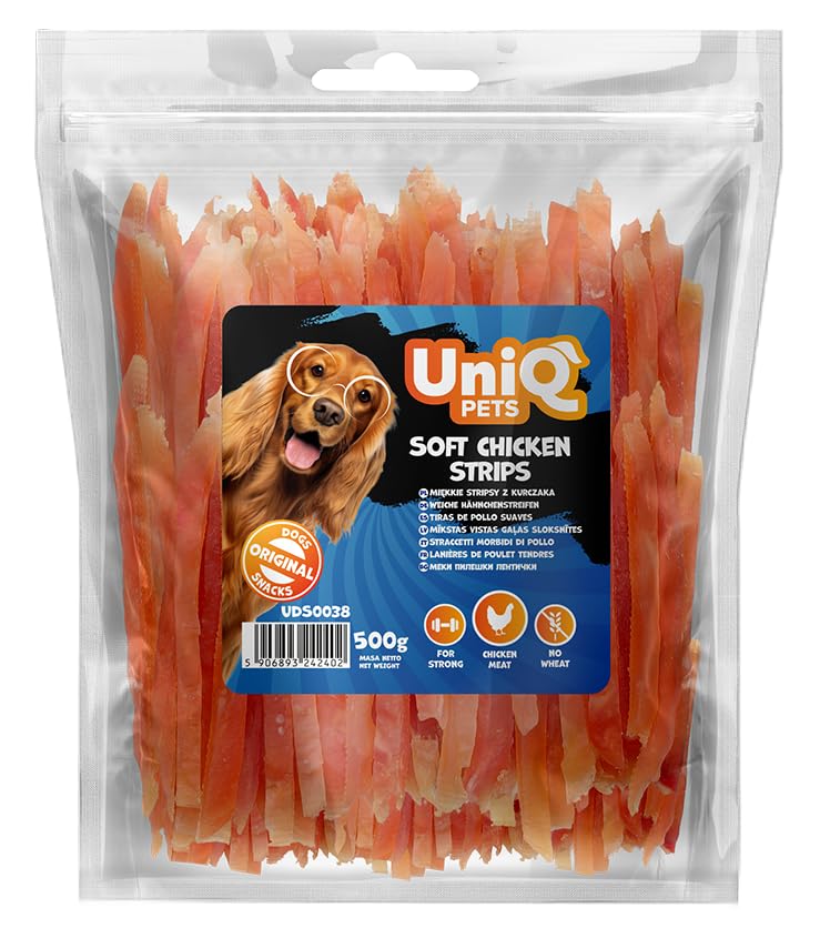 UniQ Pets Hundesnack Hähnchenbrust weich 500 g I getrocknetes Fleisch für Hunde Aller Größen I leckerer Hundeleckerli aus Hähnchenbrustfilet i kaustangen I ohne Zusatzstoffe
