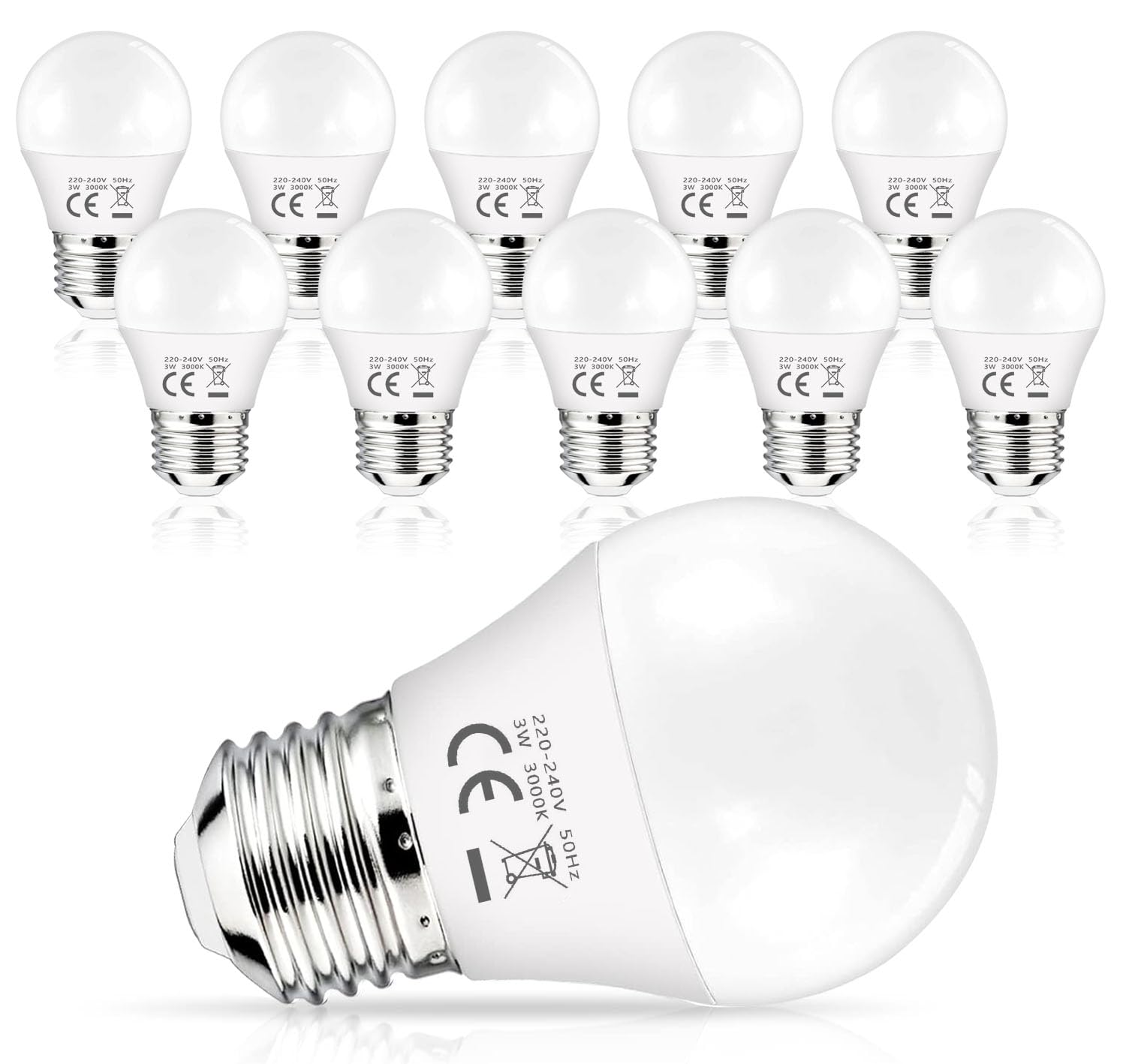 UYHGO E27 LED Lampe Warmweiss, 3W Ersetzt 25 Watt Glühbirnen, G45 Kugel Leuchtmittel, 180° Abstrahlwinkel Energiesparlampe, nicht Dimmbar, 10Stück