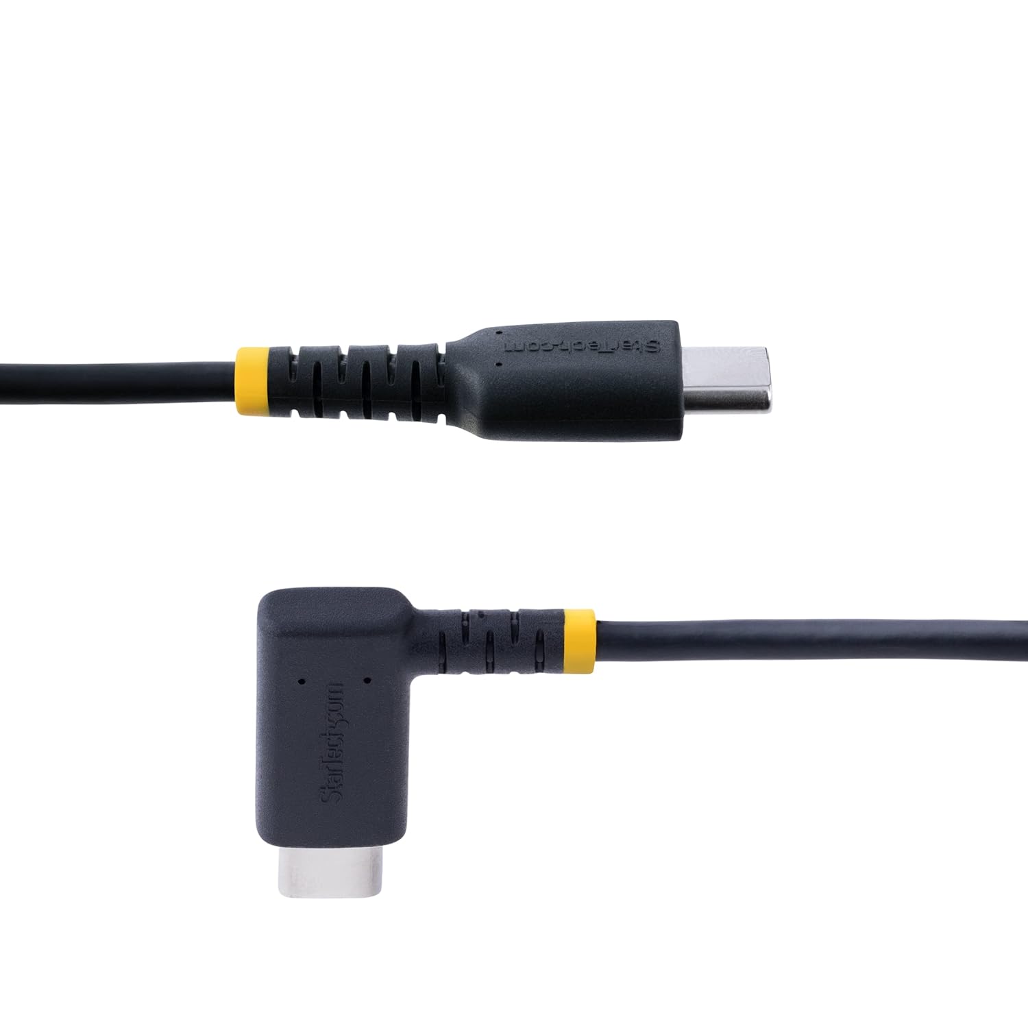StarTech.com 1ft (30cm) USB C Charging Cable Right Angle - 60W PD 3A - Heavy Duty Fast Charge USB-C Cable - USB 2.0 Type-C - Rugged Aramid Fiber - USB Charging Cord (R2CCR-30C-USB-CABLE)