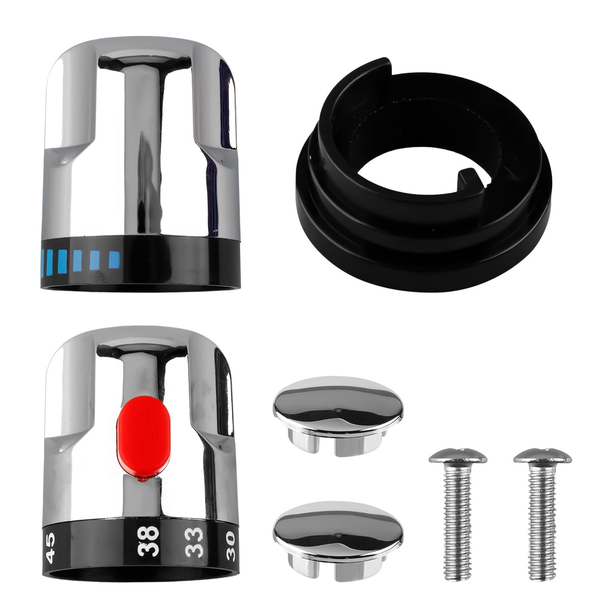 Lotsdonxia 2PCS Hot & Cold Mixer Tap Handles, 54x39mm Shower Valve Control Knobs – Durable Plastic & Metal Faucet Replacement Kit