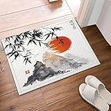 NYMB Japanese Bamboo Trees Sun and Mountains Bath Rugs Non-Slip Floor Entryways Outdoor Indoor Front Door Mat 15.7x23.6in Bath Mat Bathroom Rugs (Multi24)