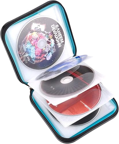 Miniatura 58 de Billetera para CD y DVD, capacidad de 32 unidades, soporte para funda de DVD y CD para automóvil, disco de almacenamiento portátil de DVD/VCD, funda