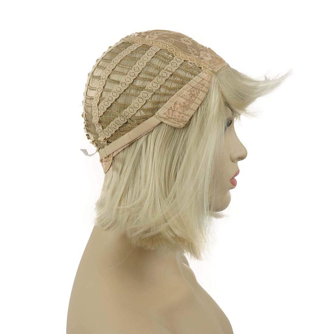 Lydell 20,3 cm glattes kurzes Bob-Haar, flacher Pony, niedlicher zentraler Punkt, hitzebeständig, synthetische Perücke (122)