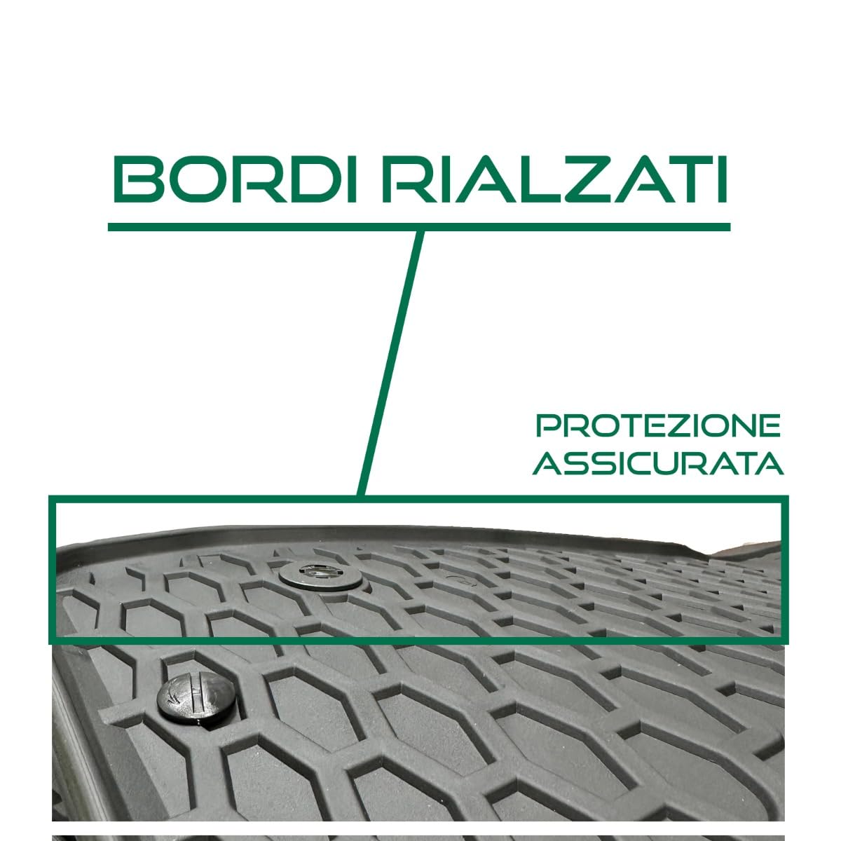 SERIE 4 TAPPETI - TAPPETINI IN GOMMA TPE NERI PER FIAT PANDA III DAL 2012 in poi