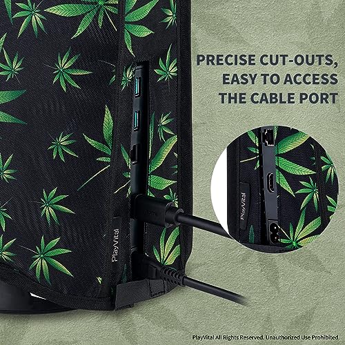 Image of PlayVital Dust Cover for ps5, Dust Guard for ps5 Console, Anti Scratch Waterproof Cover Sleeve for ps5 Console Digital Edition & Disc Edition - Green Weeds