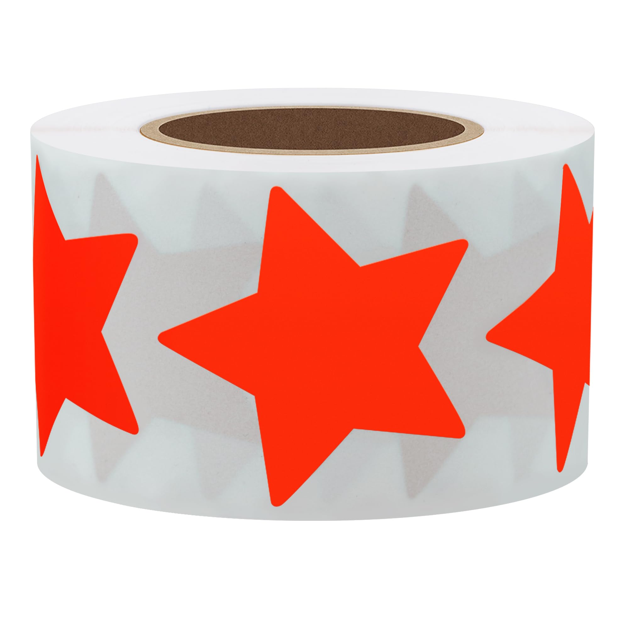 Hylabelest 38mm Fluorescent Red Star Shape Paper Sticker Labels Packaging Seals Crafts Wedding Favor Tag Labels 500 Total Per Roll - Image 2