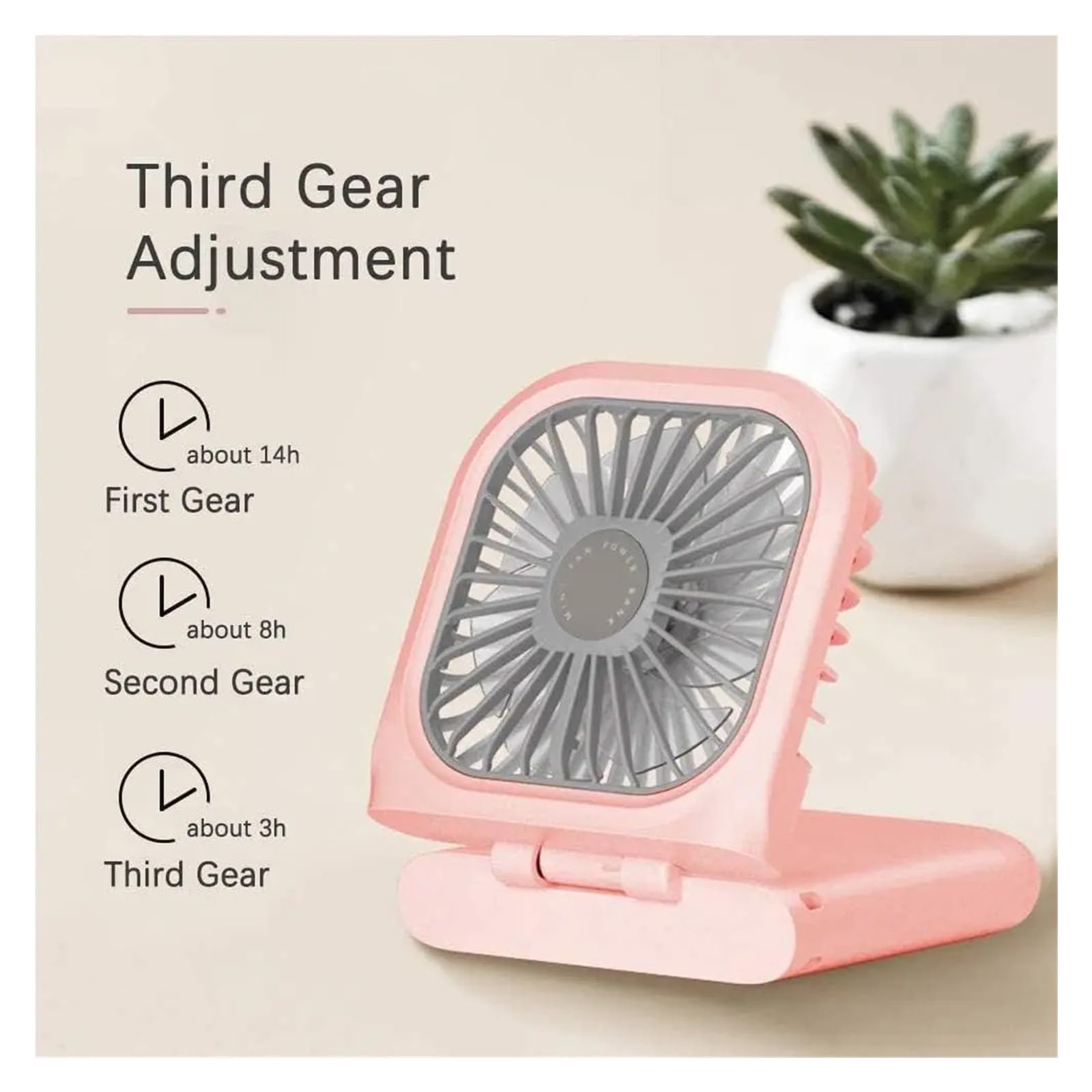 Generico Ventilatore da collo portatile for l'home office all'aperto | Mini, silenzioso, pieghevole, ricaricabile tramite USB, portatile(Pink)
