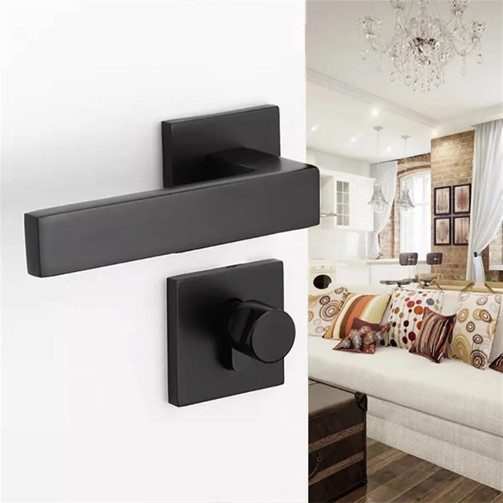 Serrure de porte noire moderne en aluminium pour chambre à coucher