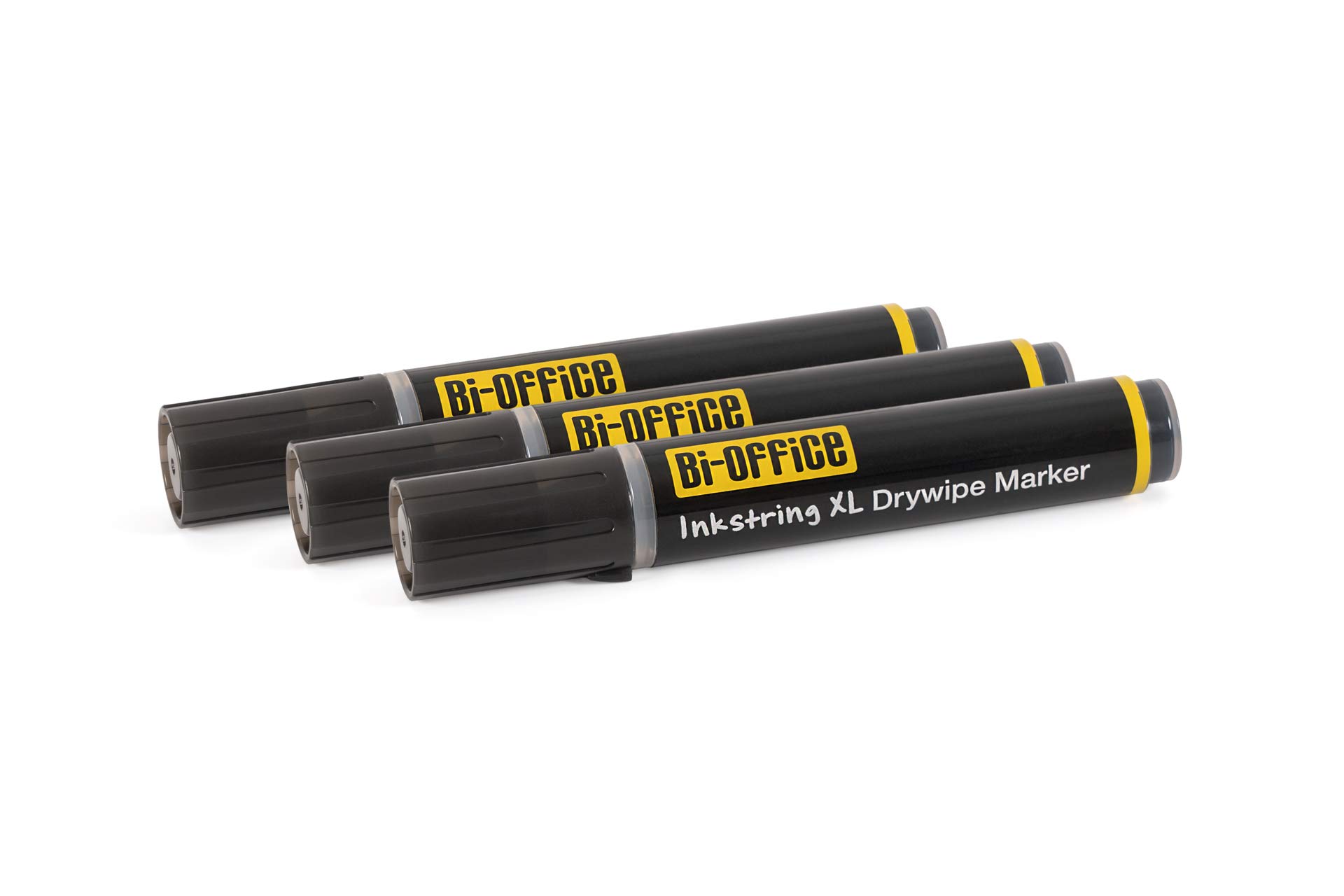 Bi-Office InkstringXL Dry wipe Marker for White Boards with Gel Ink and 3 mm Round Tip – Black, Pack of 3