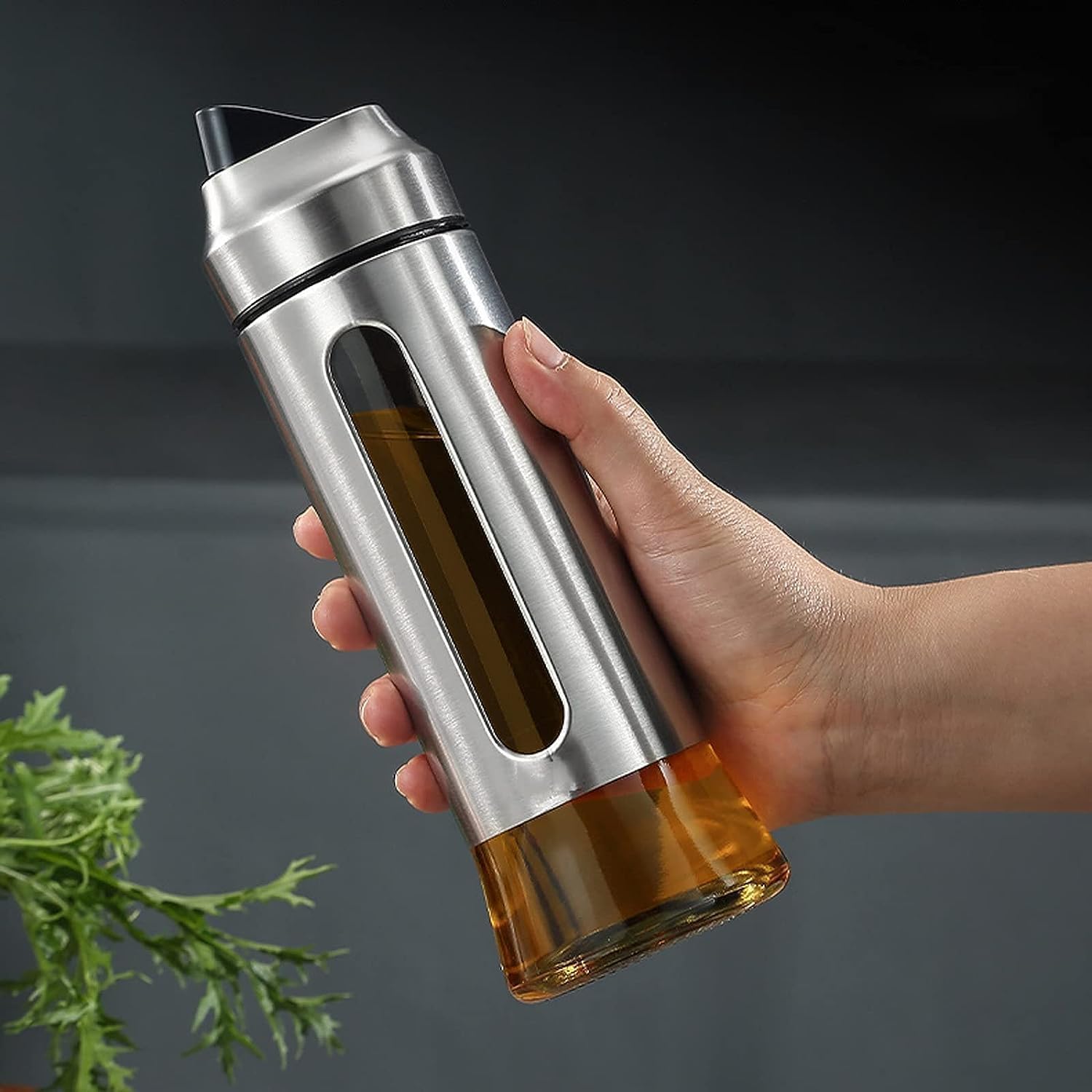 Oil dispenser for kitchen, Oil Dispenser 16.9 Oz Anti-leakage Oil Bottle with Dust-proof Cover Gravity Automatic Opening and Closing Oil Dispenser Bottle (Color : 2 pack) (Color : ( C ( Color : 2 Pack
