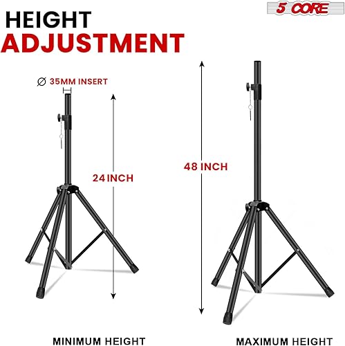 Miniatura 2 de 5 Core Soporte de altavoz PA universal para altavoces grandes, negro de 4 pies, trípode de 4 pies, altura ajustable de 68 a 50.4 in en el escenario,