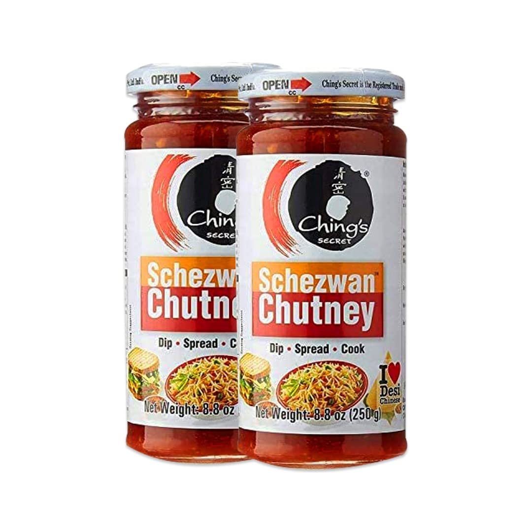 Chings Secret Schezwan Chutney | 250G | Spicy Dip with Starters | Spreading Chutney | Makes Your Food Tantalizing and Delicious | Indian Origin | Pack of 2