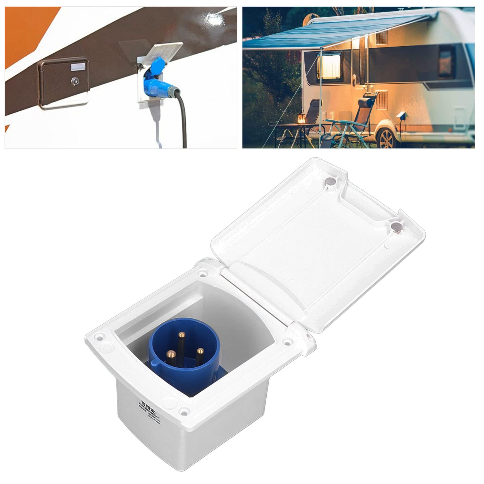 Scatola di Presa di Corrente Esterna Per Camper 32a 220 V‑250 V, Alimentazione Esterna Per Camper, Scatola di Presa di Corrente Per Camper, Presa da 32 A, Presa Impermeabile da 32 a Per Camper(white)