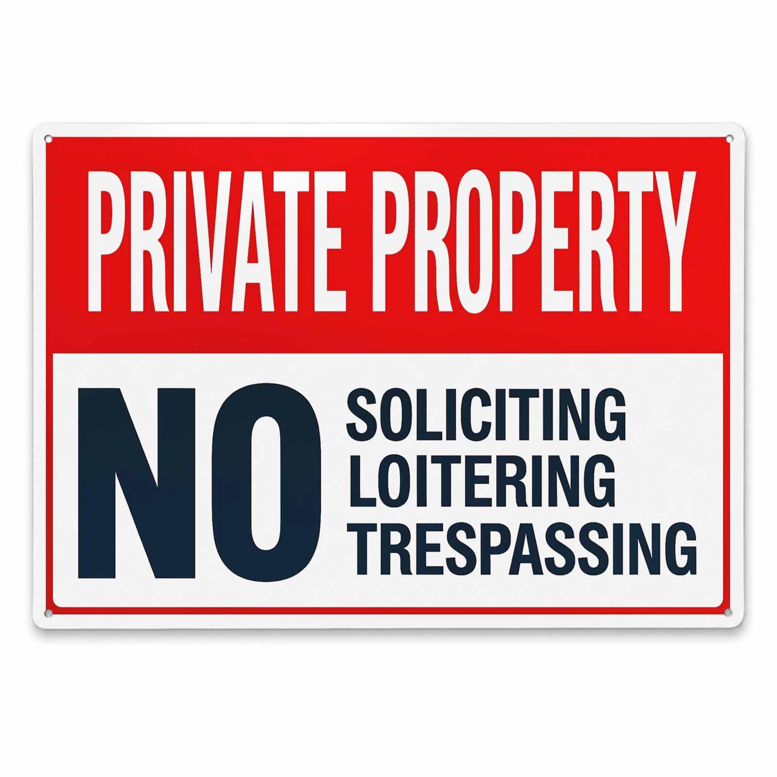 No Soliciting Loitering Vintage Metal Tin Sign 8x12,Waterproof