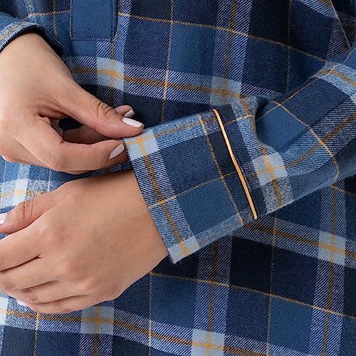 Wrangler Women's Mid-length Flannel Sleep Shirtdress, Blue Plaid, 4X - image 5