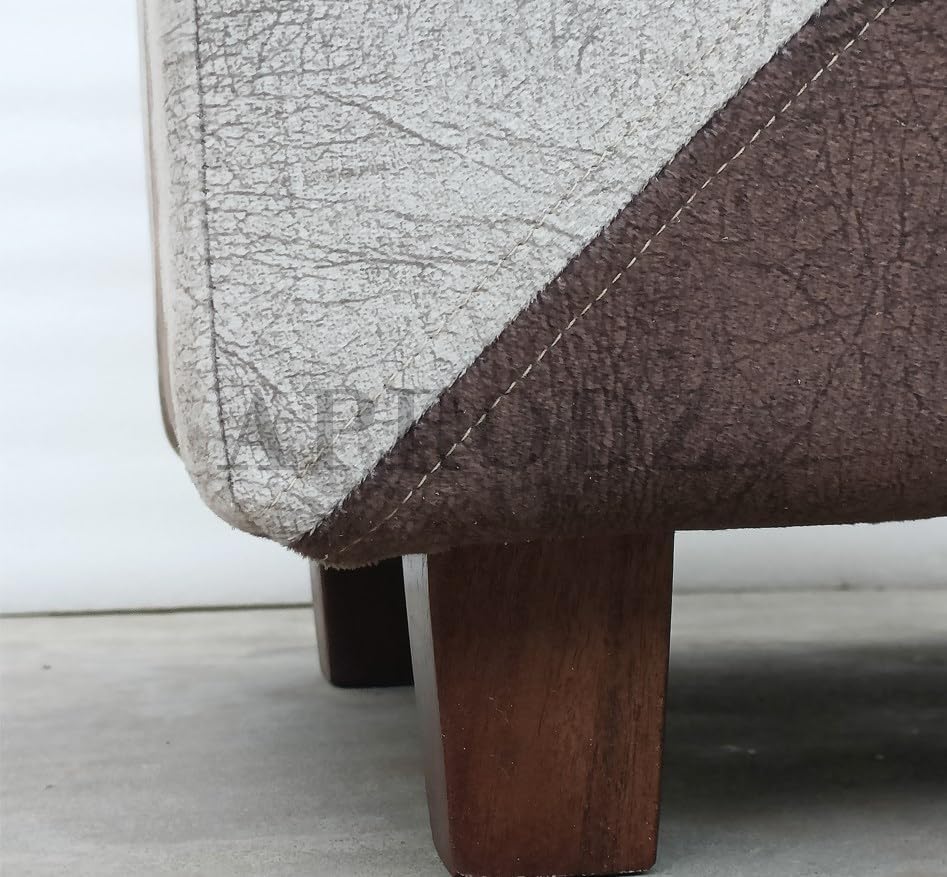 Image of APRODZ Printed Ottoman Stool Upholstered Foam Cushioned Pouffes for Living Room | Puffy Muddha Stool for Footrest & Sitting, Velvet Pouf Stool, Furniture for Home Decor, Office Set of 2(Beige /Brown)