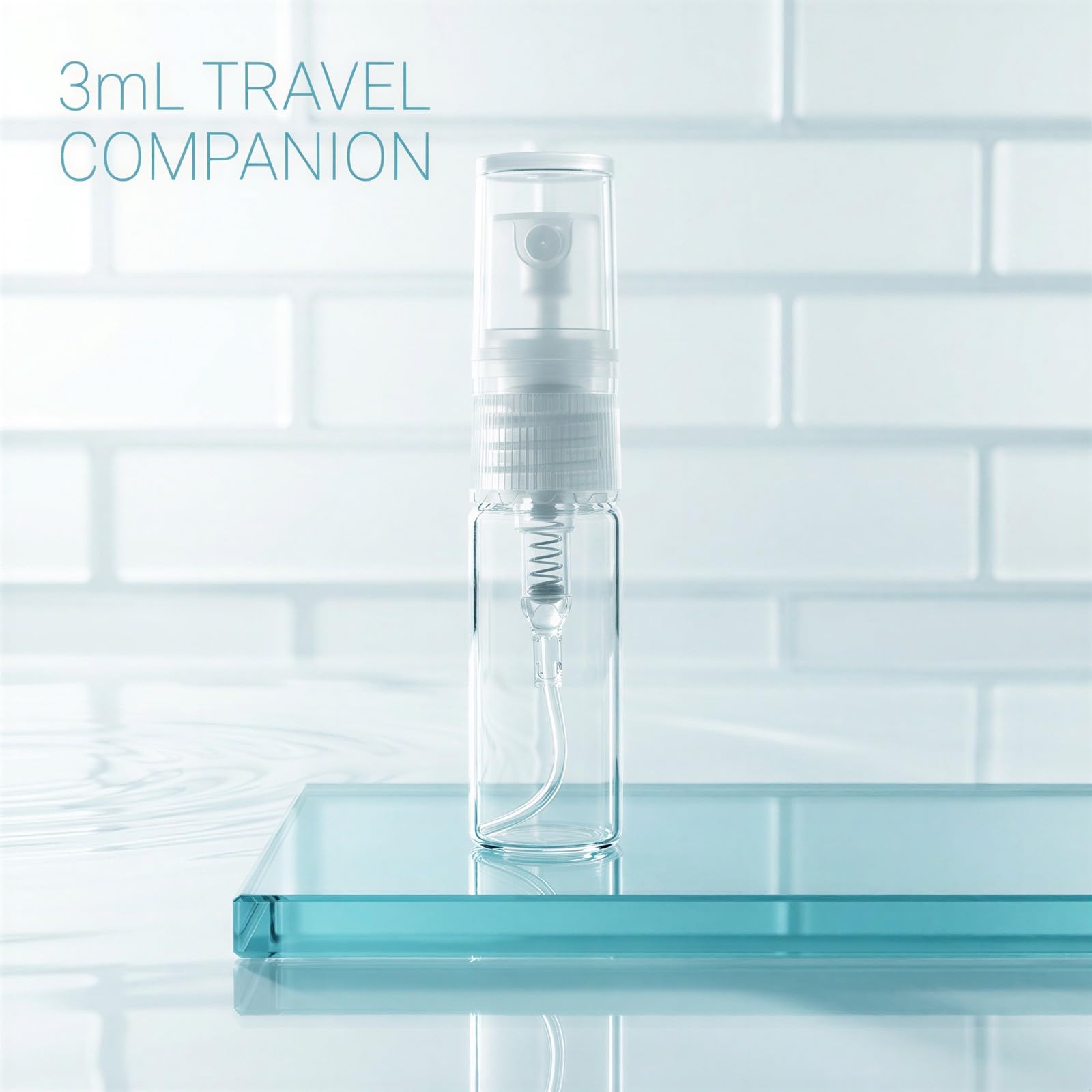100 mini flaconi spray in vetro, 3 ml, trasparenti, a prova di perdite, da viaggio, per profumi, oli essenziali, nebbia facciale e molto altro ancora