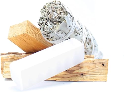 Miniatura 2 de Salvia blanca orgánica (Salvia Apiana), Palo Santo (madera de acebo) y palo de selenita. Kit de curación palo Santo Sticks Kit de manchas