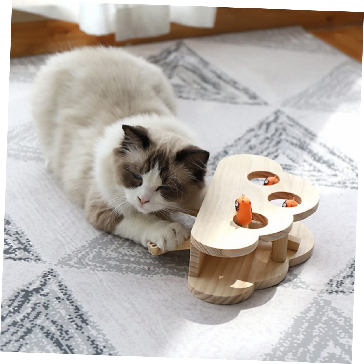 Juguetes Whack-Mole para Gatos Juguete De Madera Interactivo y Divertido Patrón Cloud Beat para Rascar y Jugar