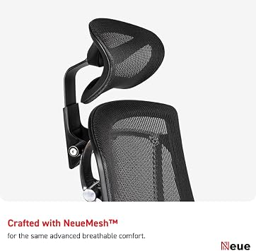 NeueChairTM Office Chair Headrest - Adjustable Height & Angle Headrest for Ergonomic Executive Chair - Black - Mesh with ADC12 Aluminium - Chair Not Included