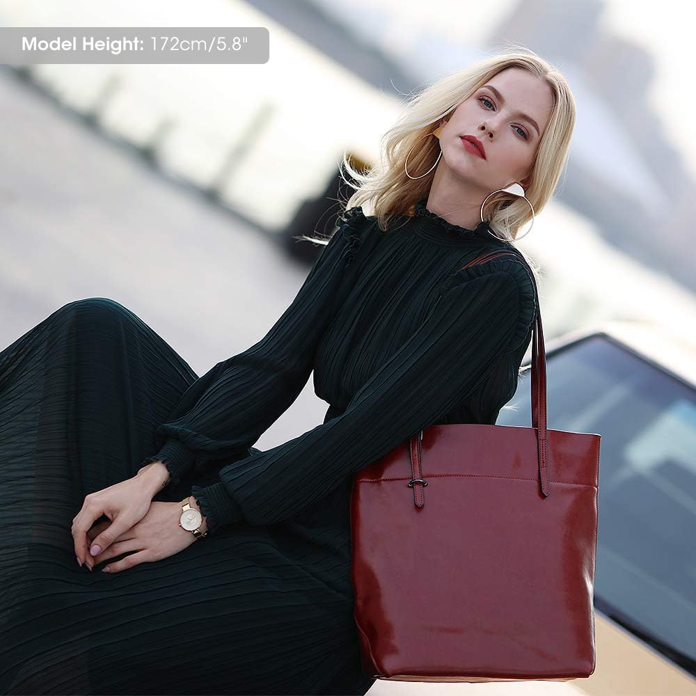 Kattee Vintage Genuine Leather Tote Shoulder Handbag for Woman with Adjustable Handles - Image 2