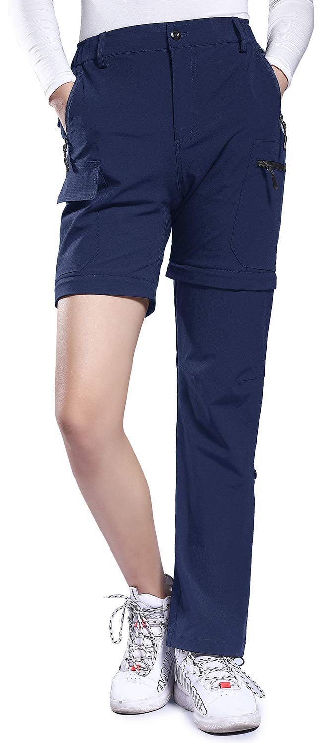 Hiauspor Pantalon de randonnée convertible léger à séchage rapide pour femme - Pantalon extensible UPF 50+