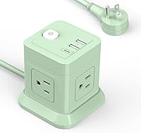 Vista 11 de Regleta de alimentación cúbica, FDTEK 4 salidas ampliamente espaciadas con 3 USB (1 USB C) Regleta de alimentación de enchufe plano con cables