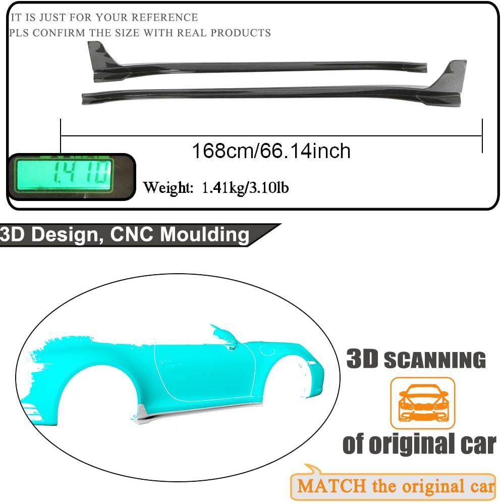 Dry Carbon Fiber Side Skirts for Porsche 911 Carrera Targa Coupe 2-Door 2019-2023 Under Door Rocker Panels Valance Extension Lip Factory Outlet