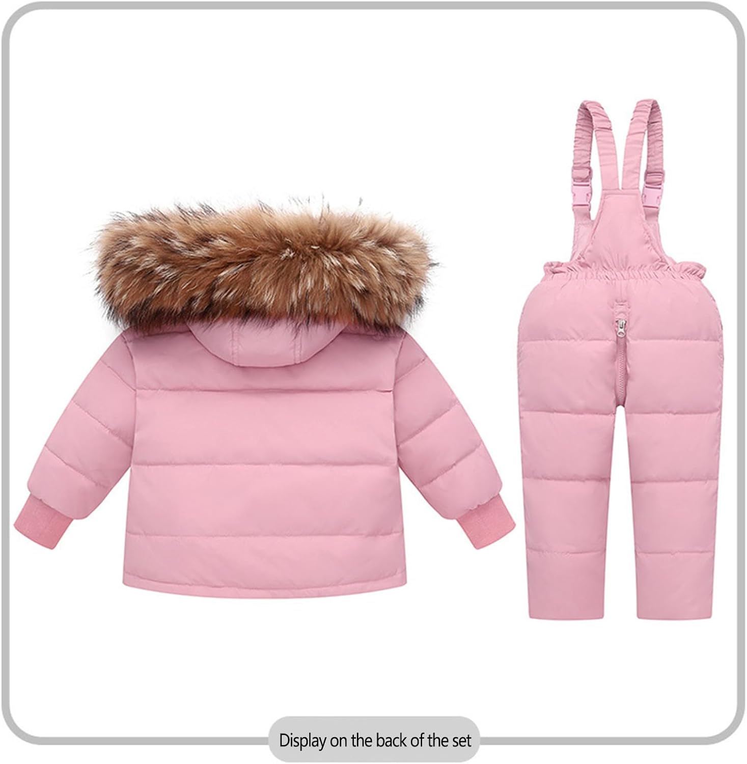 Kids Snowsuit 2 Piece - Thermal Winter Waterproof Hooded Jacket and Skibib Overalls Windproof Ski Sets for Boys Girls 1-6Y