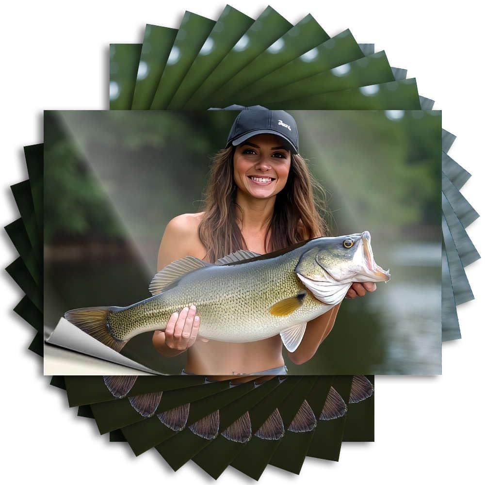 Saying Accent Front Door Decorations Waterproof - Woman Proudly Displays Her Large Catch. Case Self Adhesive Decal for Teens Use(12X18CM)