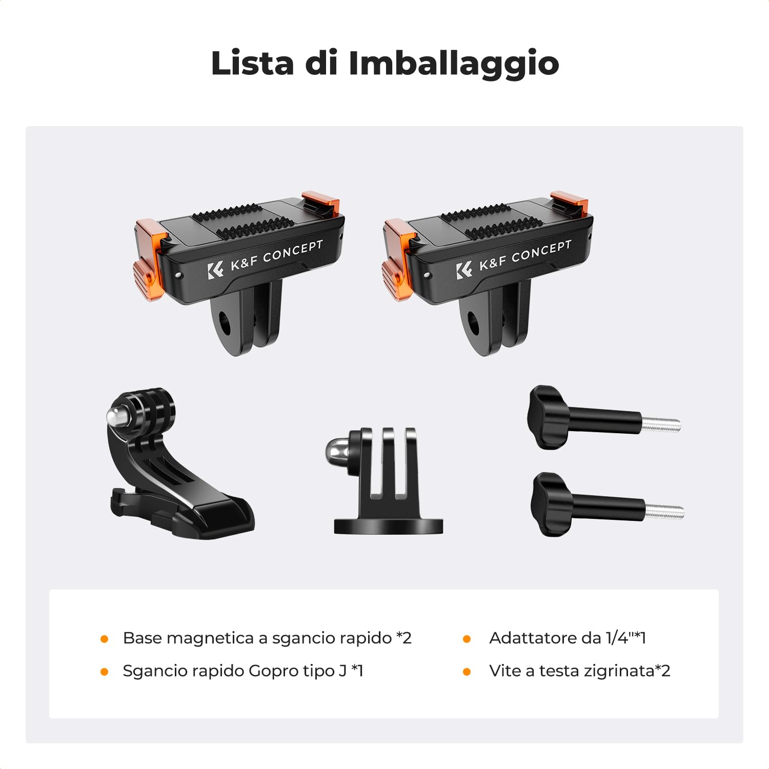 K&F Concept 2 Pack Magnetic Quick Release Adapter Mount per DJI Osmo 360/Action 5 Pro, Staffa di Base di Estensione con 1/4" Adapter Mount/Quick-Release Buckle per DJI Osmo Action 4/Action 3 Accessori