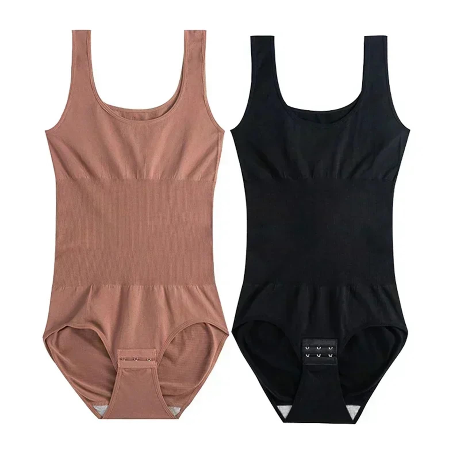 Bodysuit Shapewear 2PCS Body Donna Dimagrante Shapewear Corsetto Riducente Shaper del corpo Modellazione Biancheria intima Tummy Control Mutandine Slip 35-110kg für Snellente(Bean Paste Black 2pcs,M L