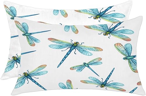 Dragonfly - Juego de 2 fundas de almohada de 12 x 24 pulgadas, fundas de almohada con cremallera para cama, fundas de cojín para sofá, dormitorio, disponible en Yaxa Colombia