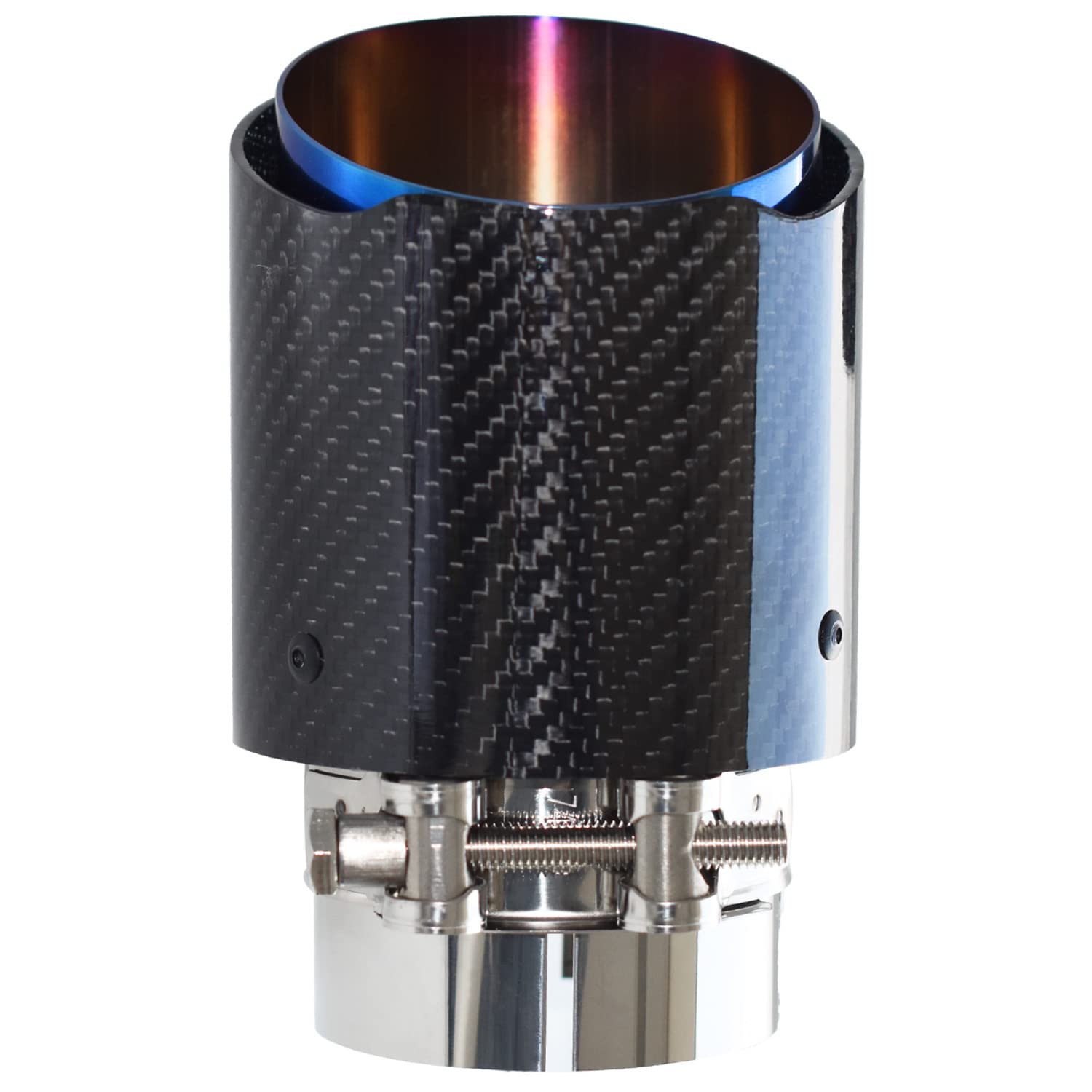 GioZona Exhaust Tip Carbon Fiber, 2.5 Inch(63mm) Inlet 4 Inch(101mm) Outlet Blue Burnt,Stainless Steel, Universal Car Exhaust Muffler,Tip Tail End Tip Clamp On (Glossy Black)