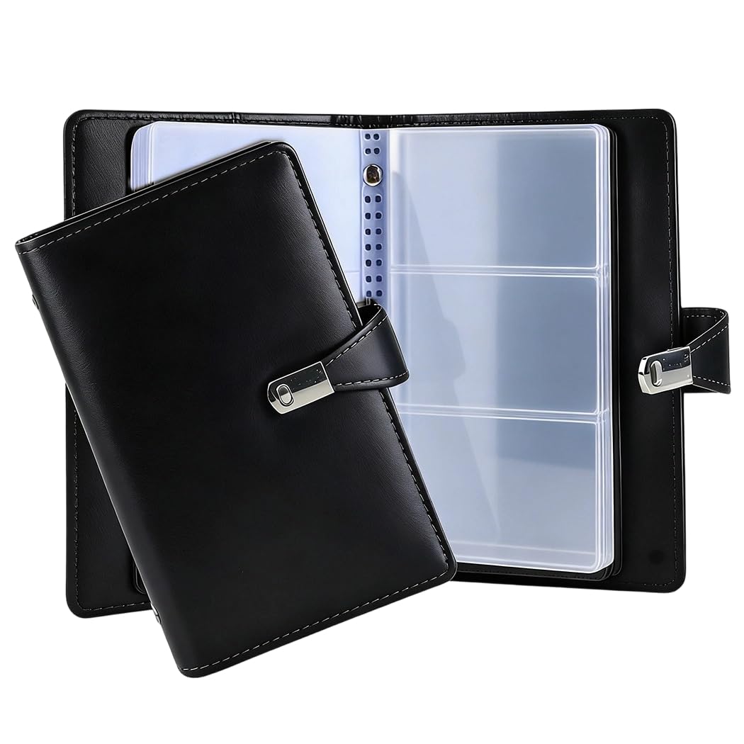 climberty Climberty® Business Cards Holder 150 Pockets PU Leather Cover Travel Business Card Holder Fit for 3.5x2.3 in Cards Semi Transparent Pockets Versatile for Credit and ID Card-picture-0