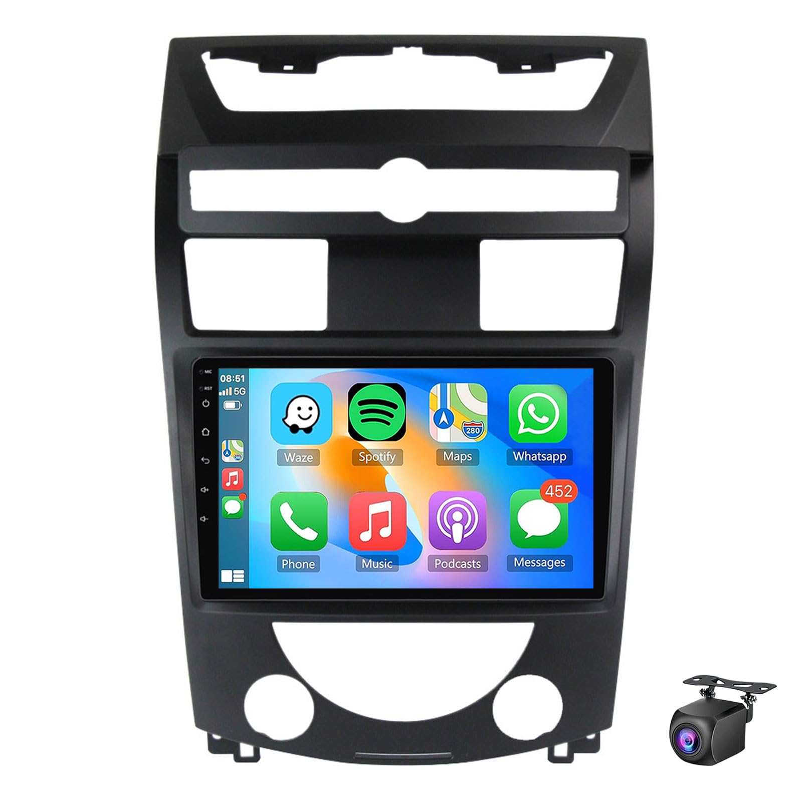 Android 15 Car Stereo For SsangYong Rexton 2006-2012 9 Inch Touchscreen Car Radio With Wireless Carplay Android Auto DSP 5G WiFi GPS Navigation Bluetooth5.0 FM RDS EQ Backup Camera(Size:4Core 2+32G)