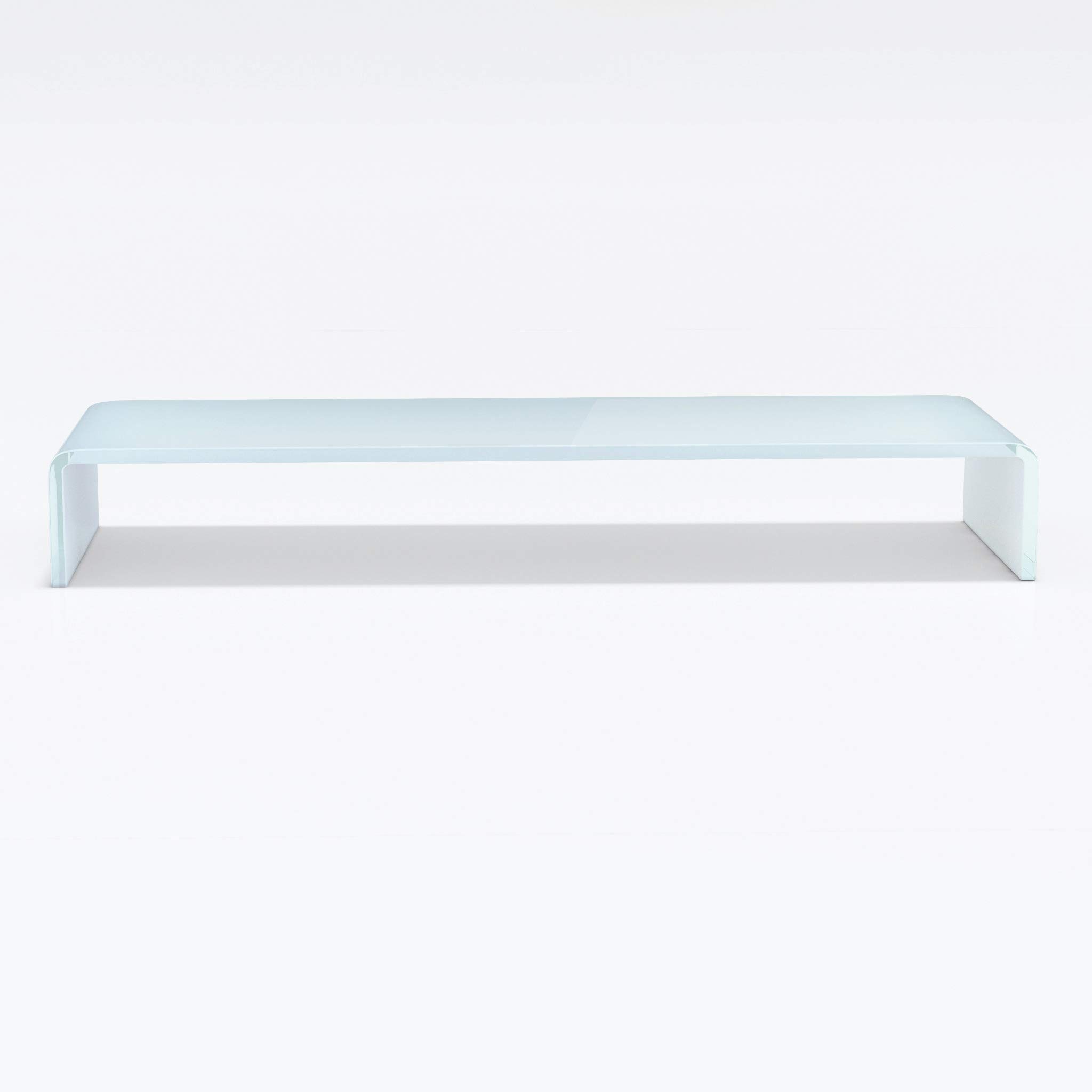 bijon TV Aufsatz Glas Bildschirm-Erhöhung | PC Monitor-Erhöhung, Schreibtisch-Aufsatz für Laptop Erhöhung, Monitor-Erhöhung | (B/T/H) 1100x300x130mm - superweiß