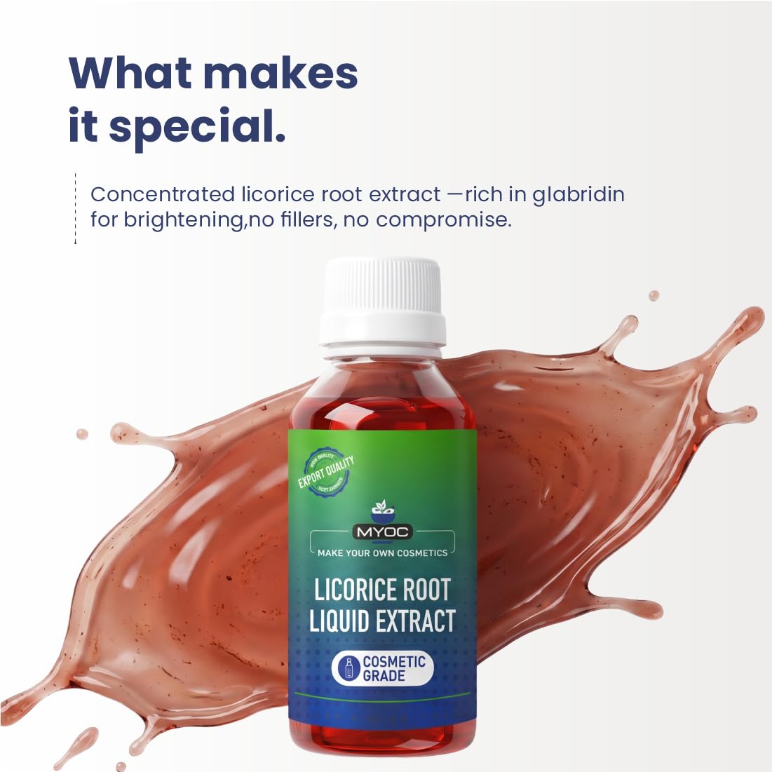 MYOC Licorice Root (Mulethi) Liquid Extract | Cosmetic Grade Botanical Ingredient | Non-Edible | Herbal Extract for DIY Skincare & Haircare | 30ml / 1.01 Fl Oz 1