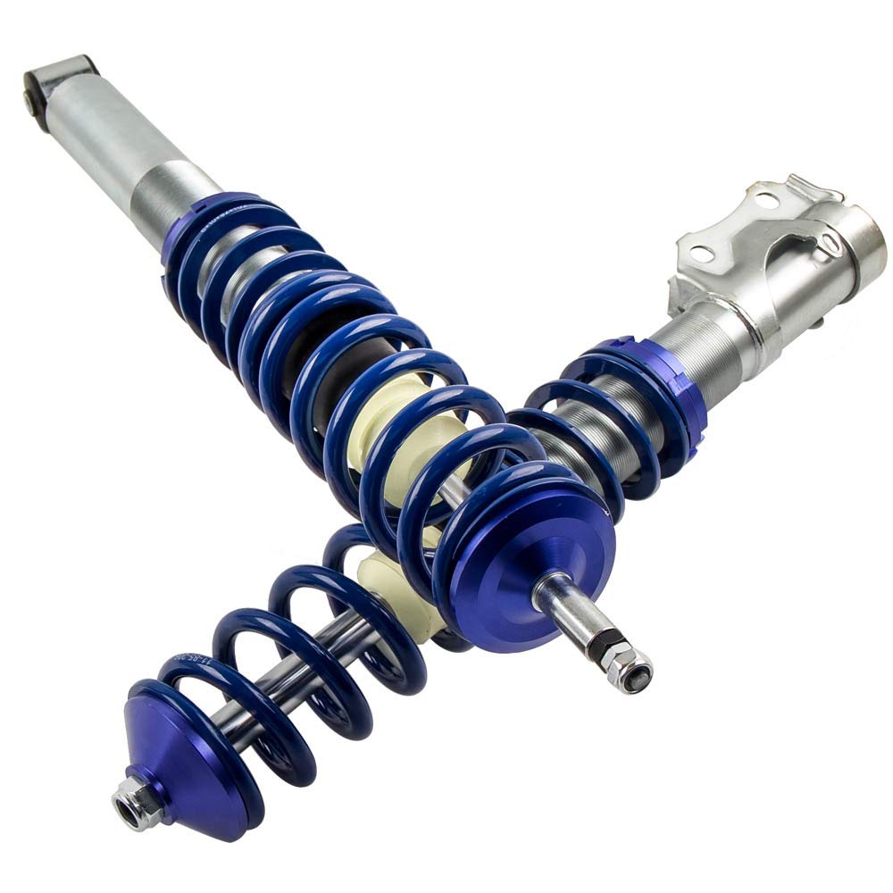 maXpeedingrods Kit de Combinés Filetés Ressorts Amortisseurs Suspension pour VW/Corrado/Golf MK2 MK3 pour Jetta II ; Hauteur Réglable - Bleu