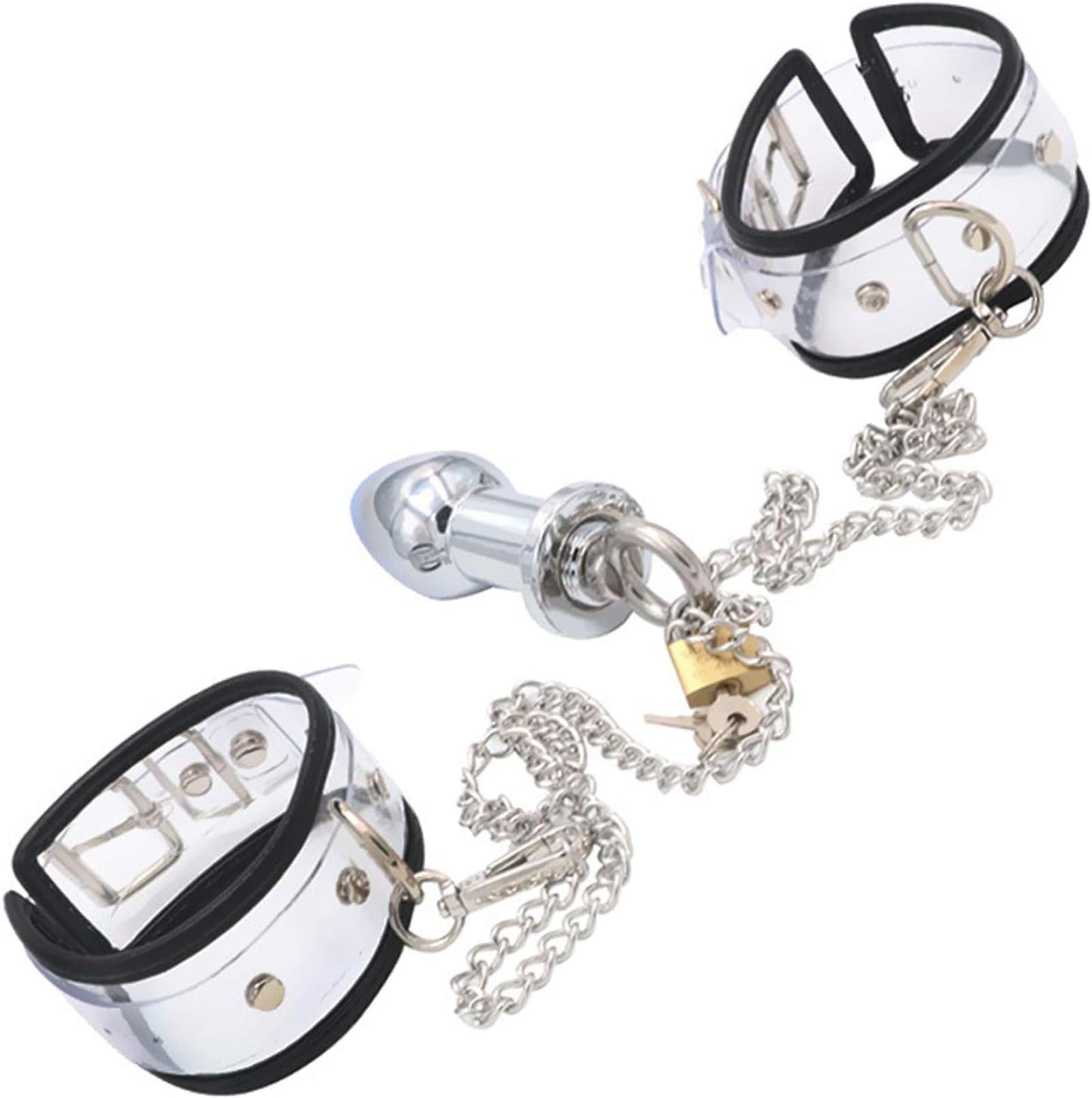 Menottes en métal et plug anal avec serrure - Kit de retenue de bondage - SM extrême - verrouillable - Fétichisme des esclaves de torture - Jouet sexuel érotique flirtant