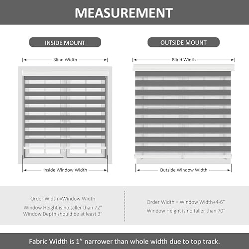 Miniatura 5 de LUCKUP Persianas enrollables sin cordones de cebra para ventana, de doble capa, con control de luz, cenefa y privacidad para día y noche, de
