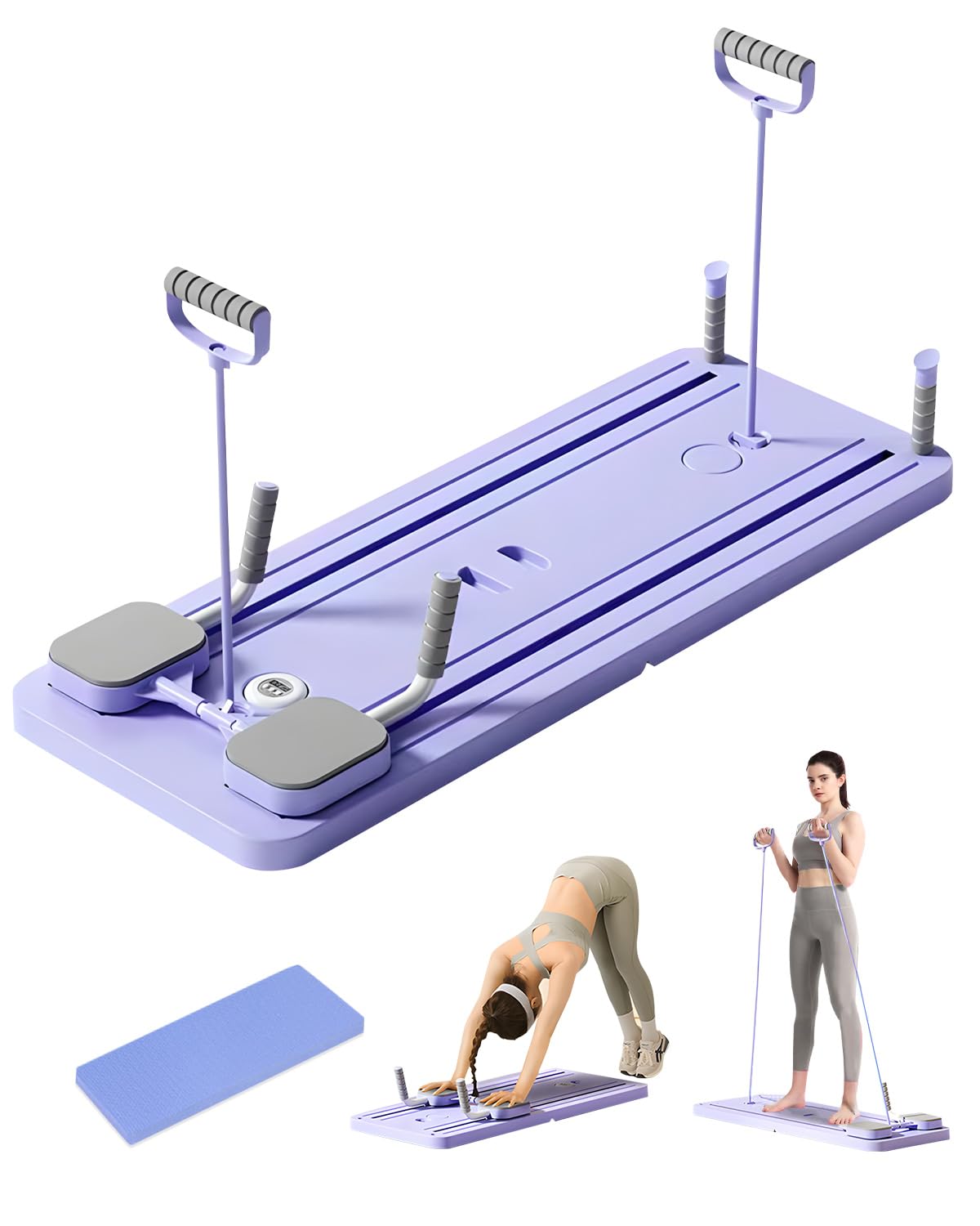 Kit Pilates Reformer 5 en 1 Pliable avec Compteur LED, Réformateur de Pilate Planche de Pilates AB Roller, Planche d'exercice Multifonction pour Renforcement du Core, Abdos, Entraînement Complet