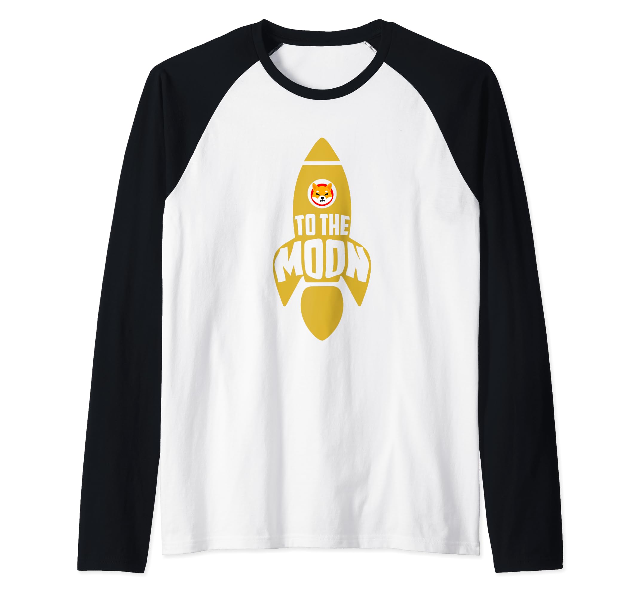 Shiba Inu To The Moon Rocket Launch Funny Crypto Coin HODL Raglan Baseball Tee, Black